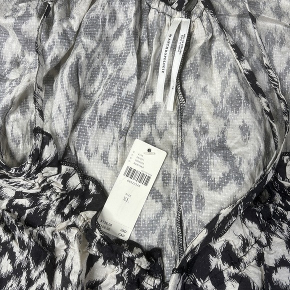 Anthropologie Strappy Midi Dress Women's XL Black White Animal Print Oversized - Picture 8 of 16